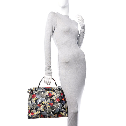 Fendi Calfskin Orchid Large Peekaboo Iconic Satchel Black Multicolor 3 of 9