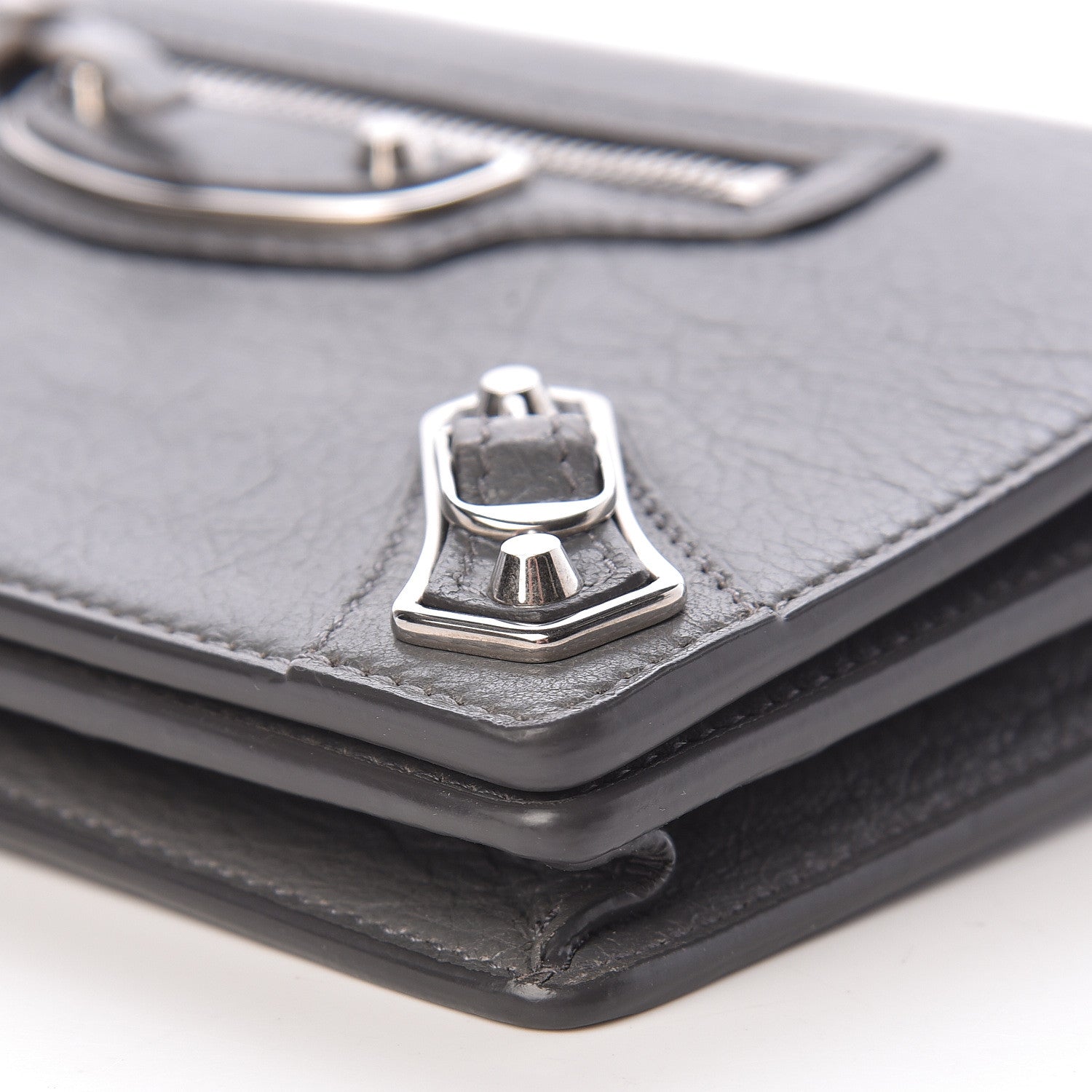 Balenciaga Agneau Silver Metallic Edge Hardware Wallet On Chain Grey 10 of 14
