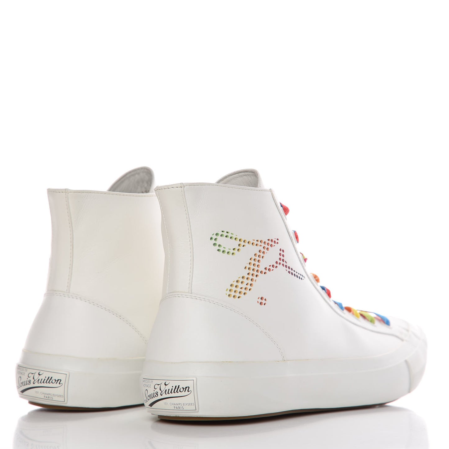 Calfskin Tattoo Sneaker Boots 7 White Multicolor