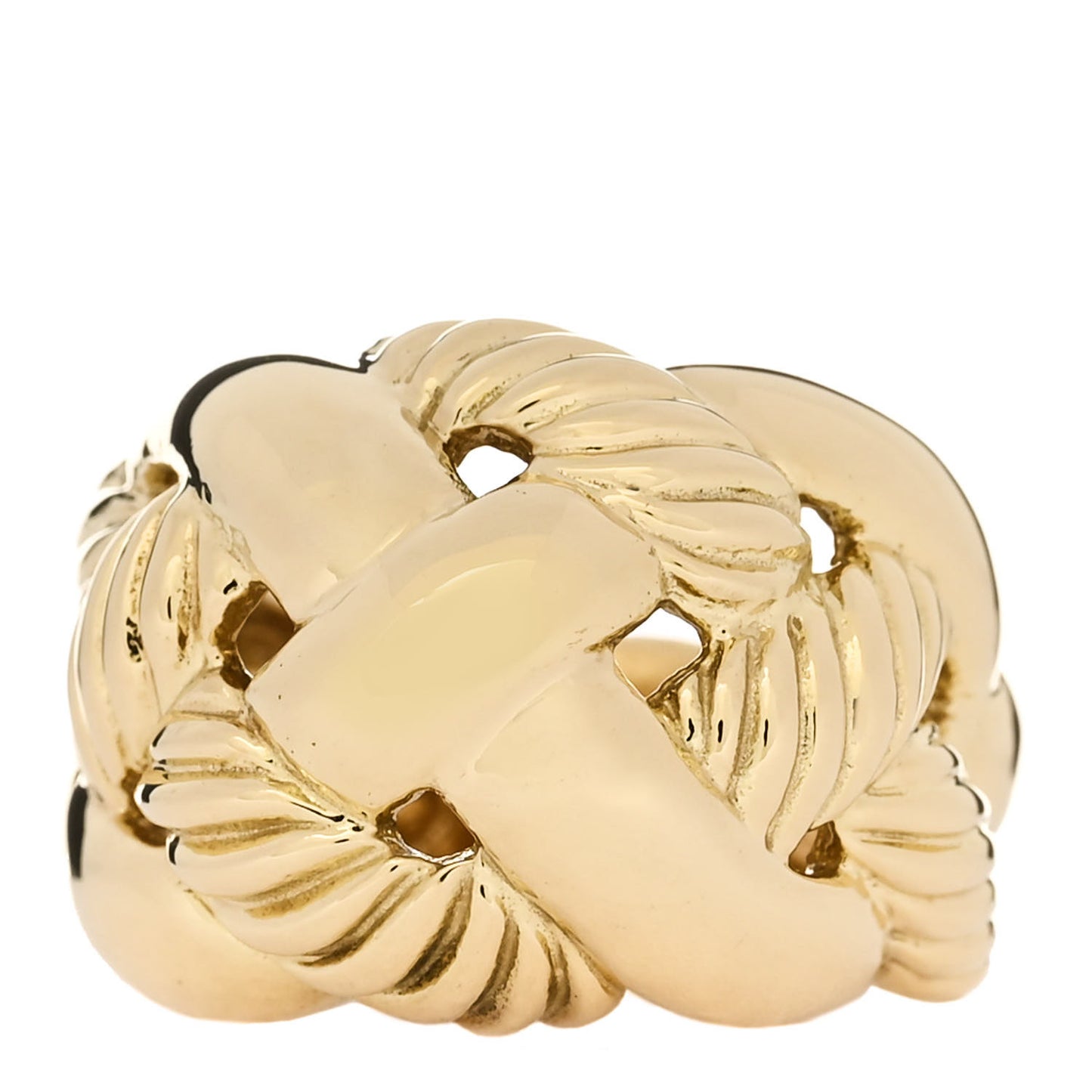 18K Yellow Gold Wide Woven Cable Ring 51 5.75