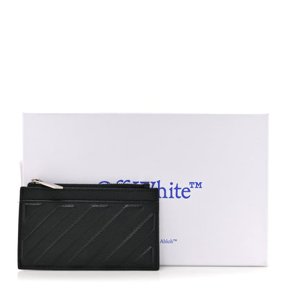 Off-White Calfskin Diag-Stripe Zip Card Holder Black 9 of 9