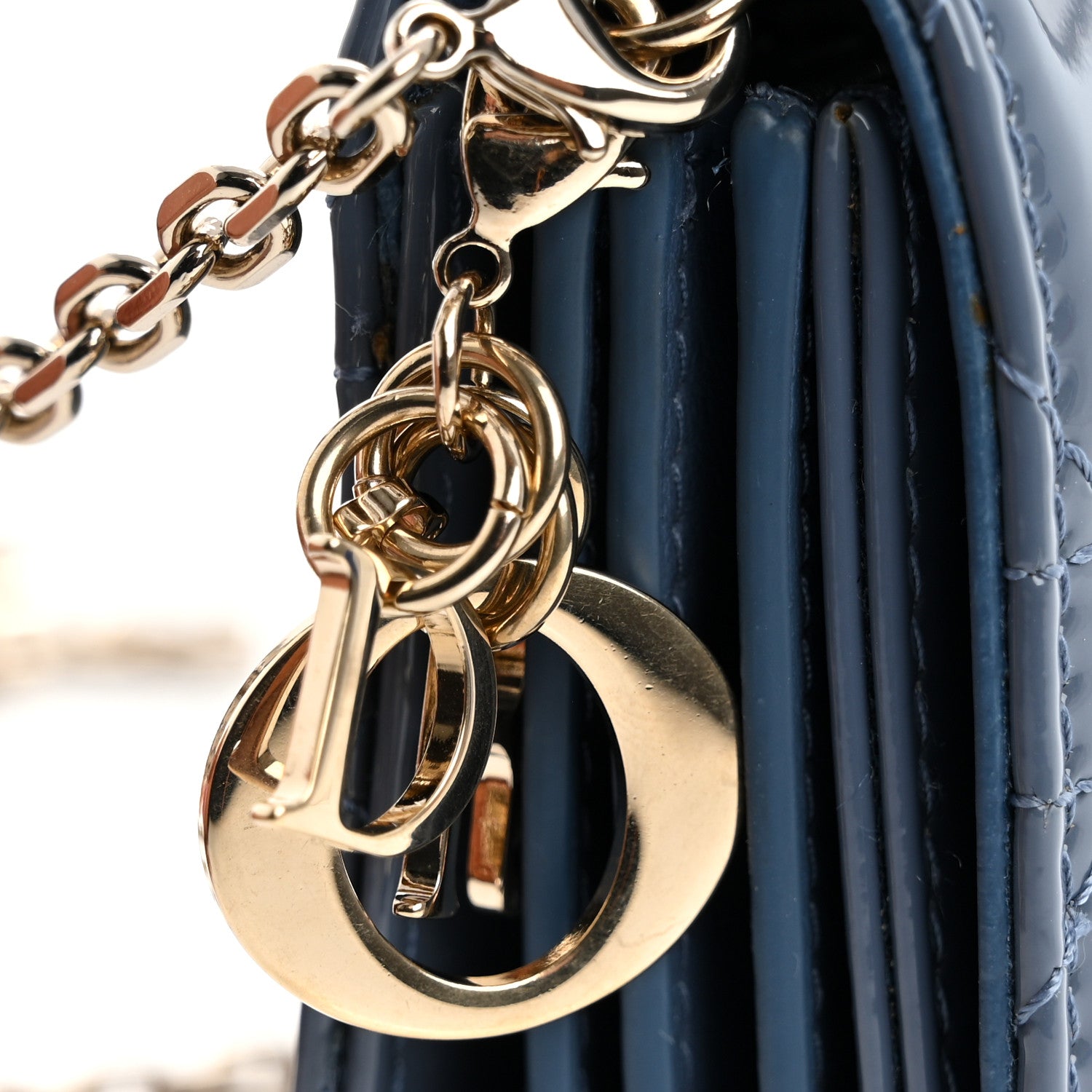 Christian Dior Patent Cannage Nano Lady Dior Chain Card Holder Cloud Blue 11 of 14