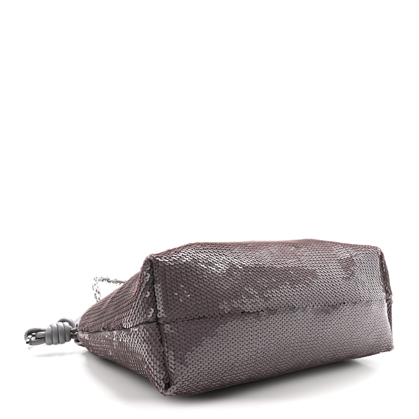 Sequin Medium Donut Chain Flamenco Knot Clutch Grey