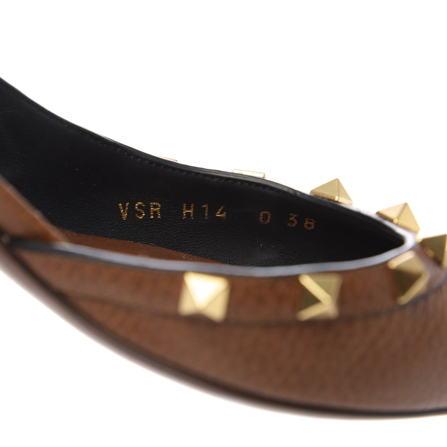 Pebbled Calfskin Rockstud Half D'Orsay Slingback 50mm Pumps 38 Cuoio