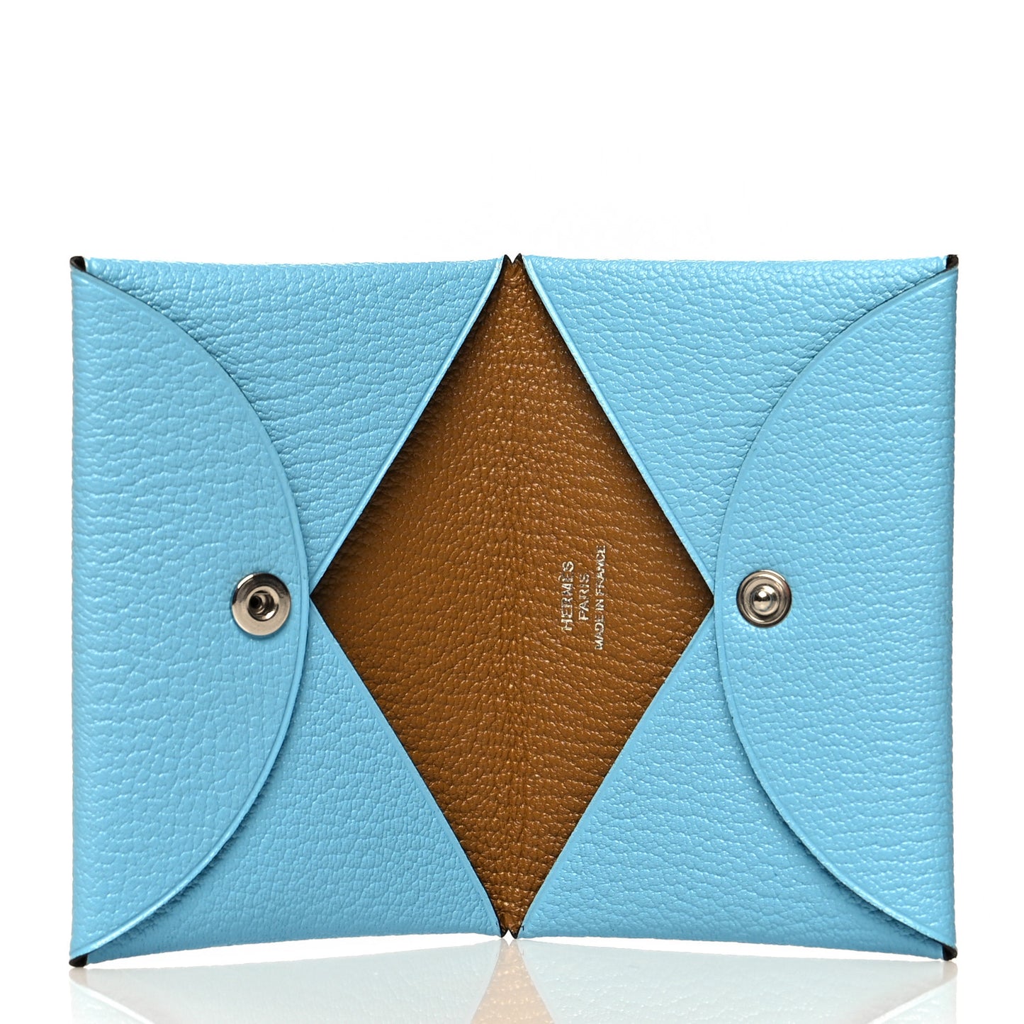 Chevre Mysore Verso Calvi Card Case Celeste Kraft