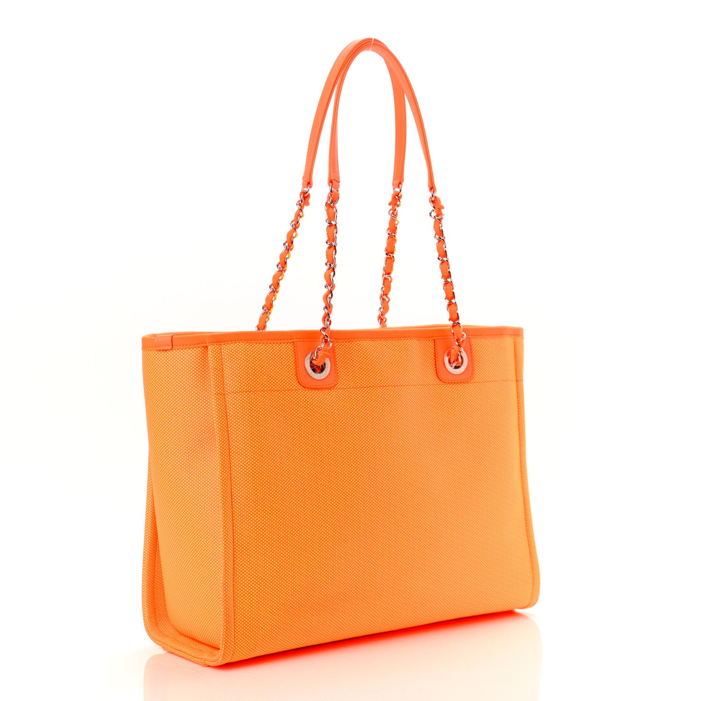Mixed Fibers Calfskin Small Deauville Tote Orange Yellow
