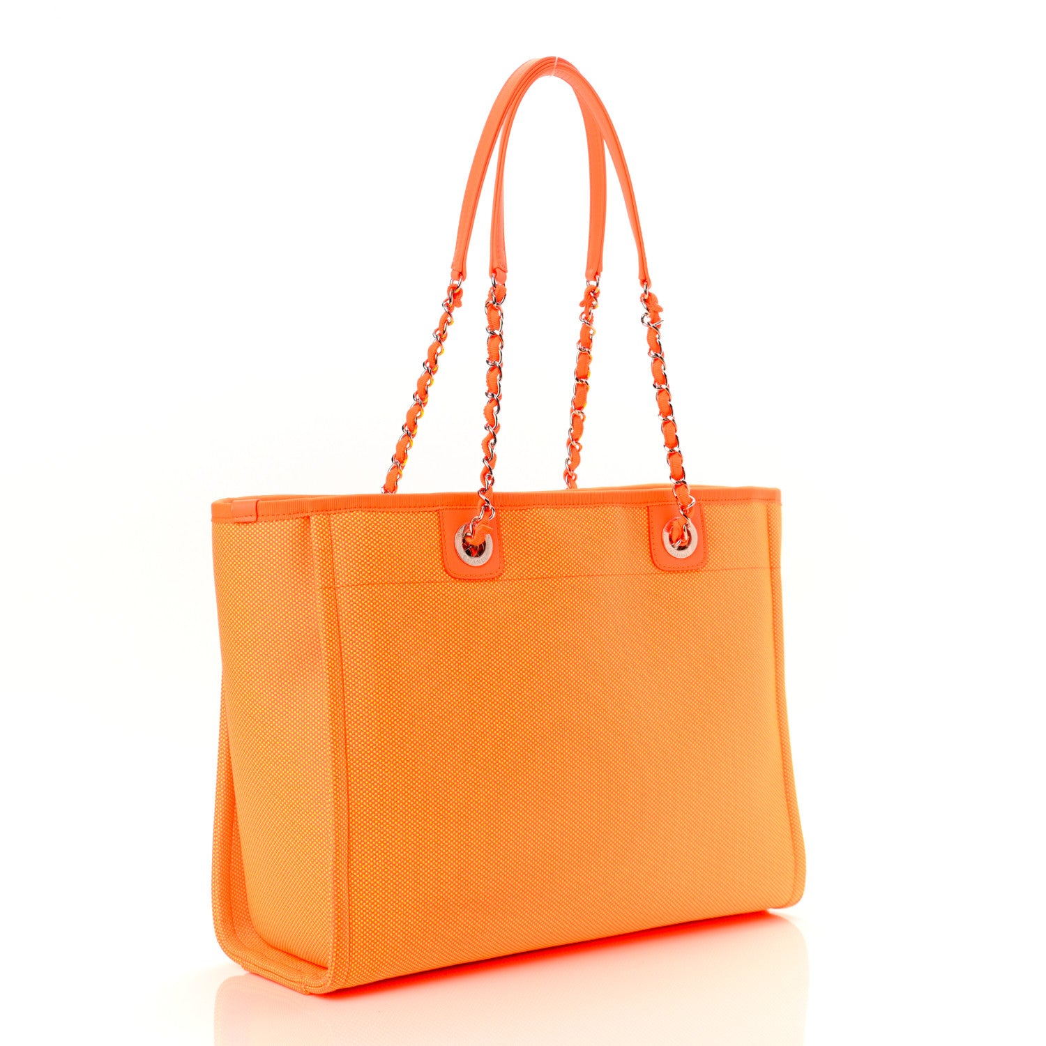 Chanel Mixed Fibers Calfskin Small Deauville Tote Orange Yellow 3 of 13
