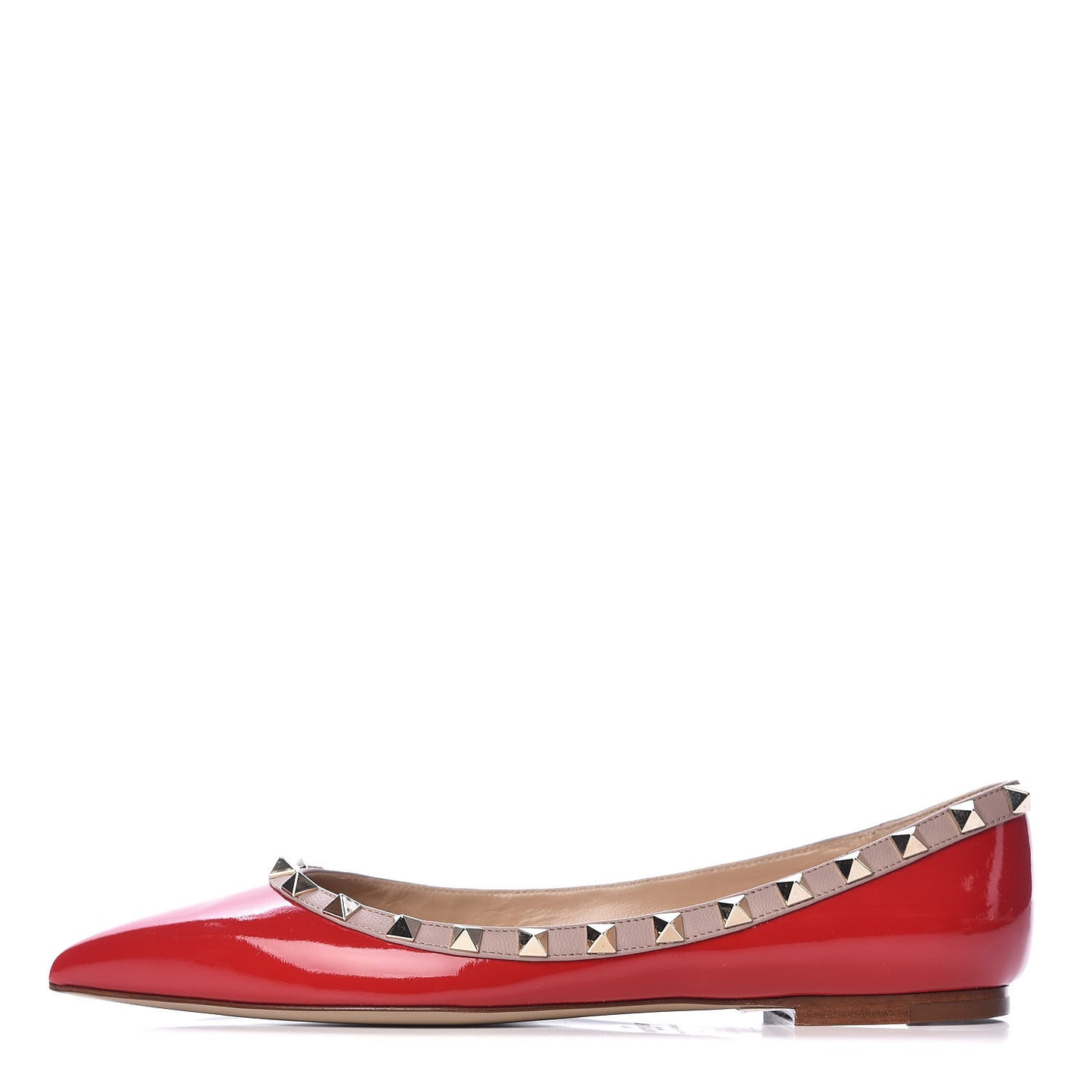 Patent Nappa Rockstud Ballerina Flats 37 Rosso Valentino Poudre