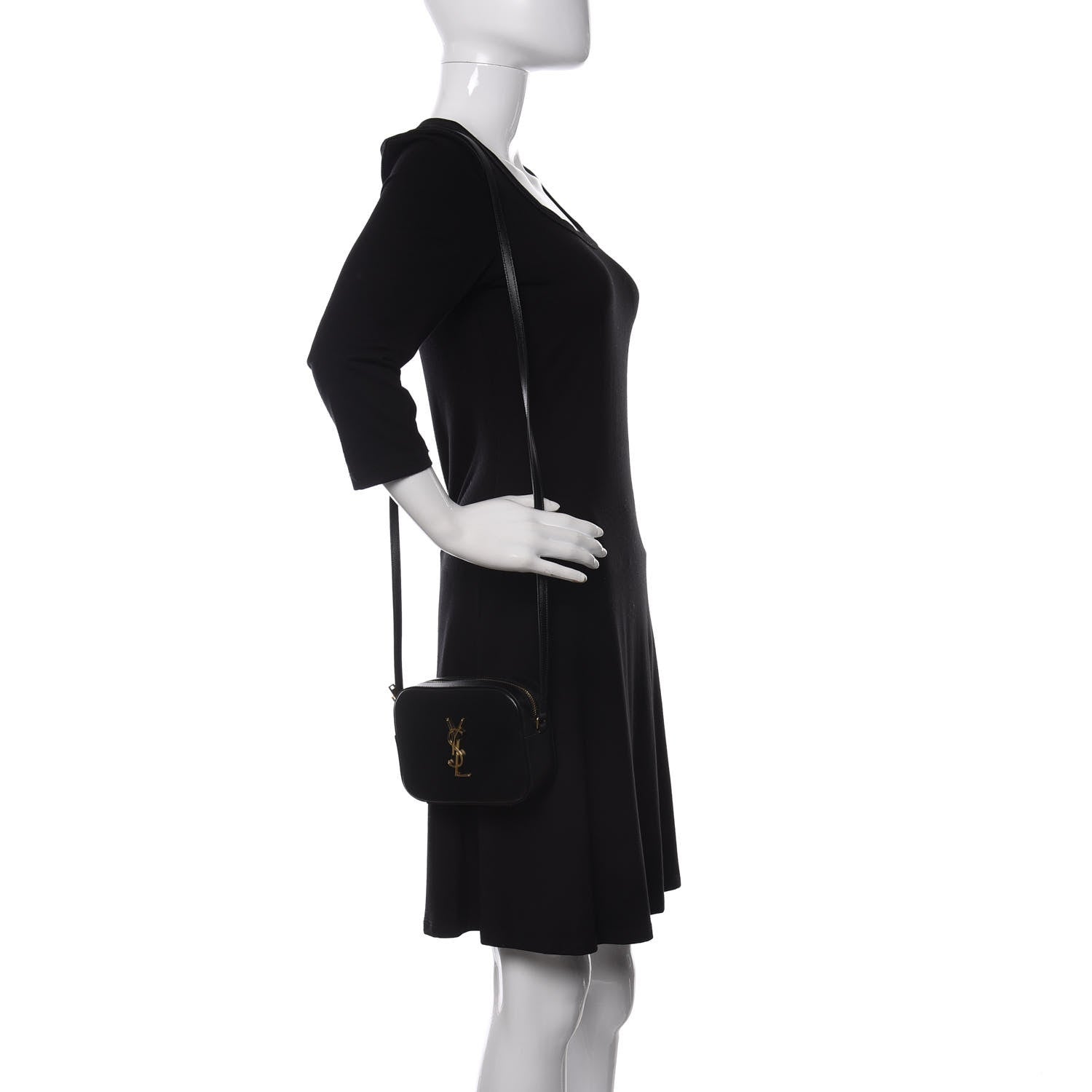 Saint Laurent Grain De Poudre Small Classic Monogram Camera Bag Black 2 of 9
