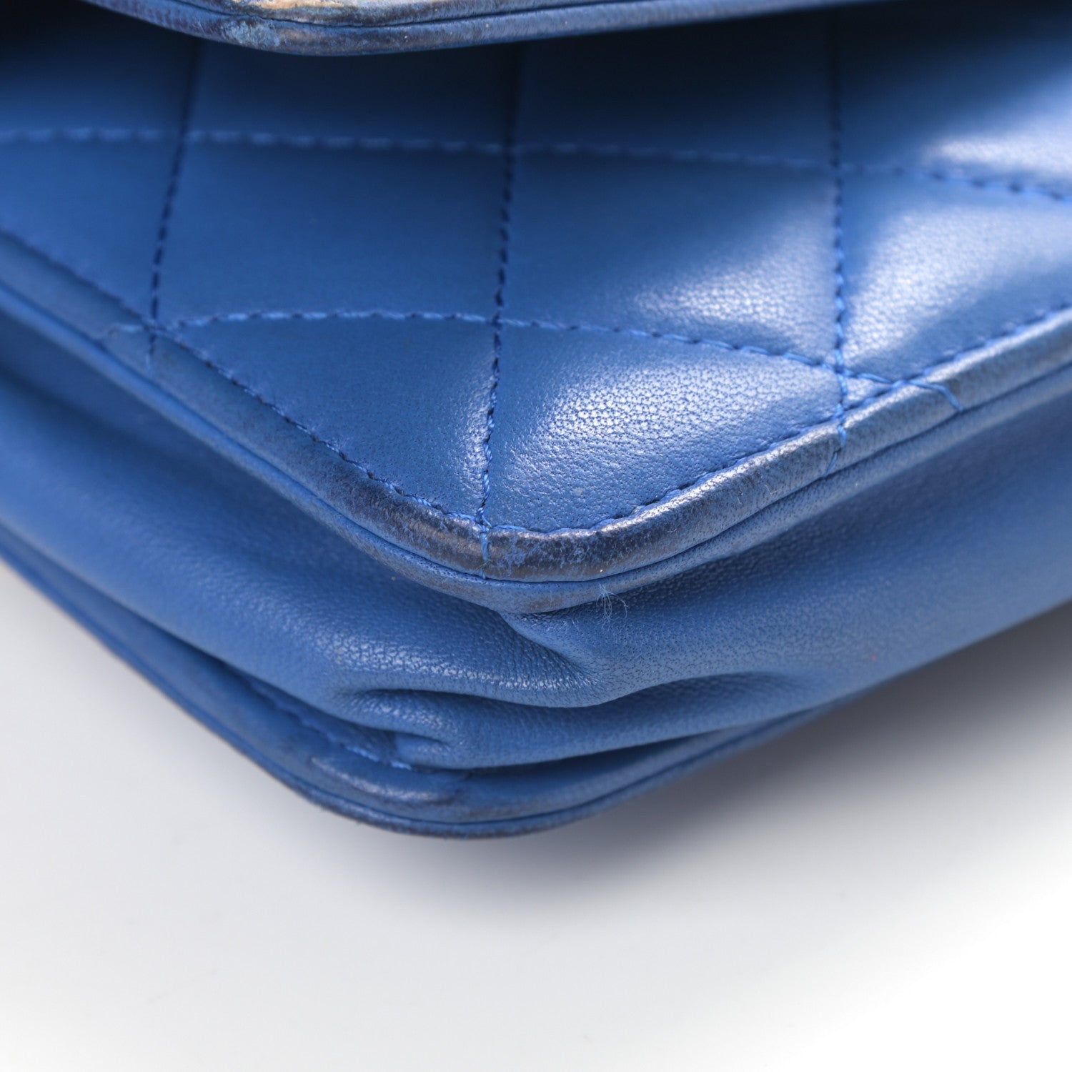Chanel Lambskin Quilted Boy Wallet On Chain WOC Blue 10 of 21
