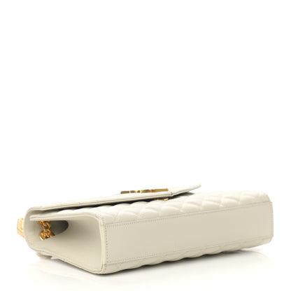 Saint Laurent Grain De Poudre Textured Mixed Matelasse Medium Triquilt Monogram Satchel Crema Soft 4 of 13