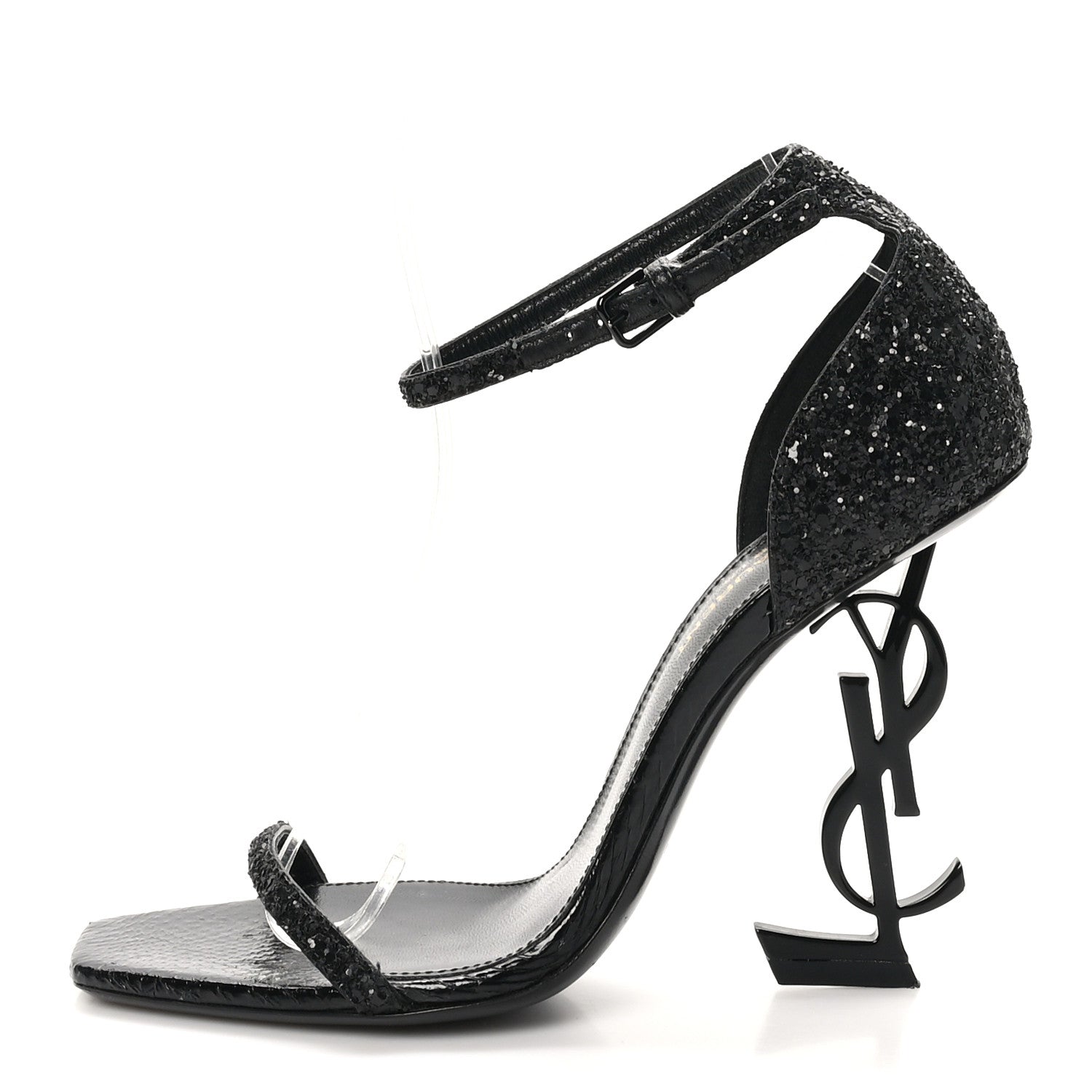 Saint Laurent Glitter Opyum 110 Sandals 36.5 Black 1 of 11