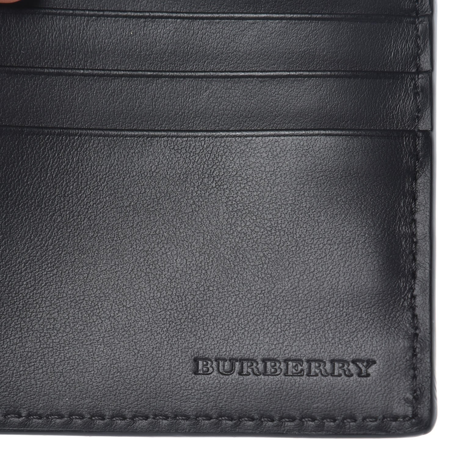 Burberry Calfskin Perforated Bi-Fold Wallet Black 6 of 8