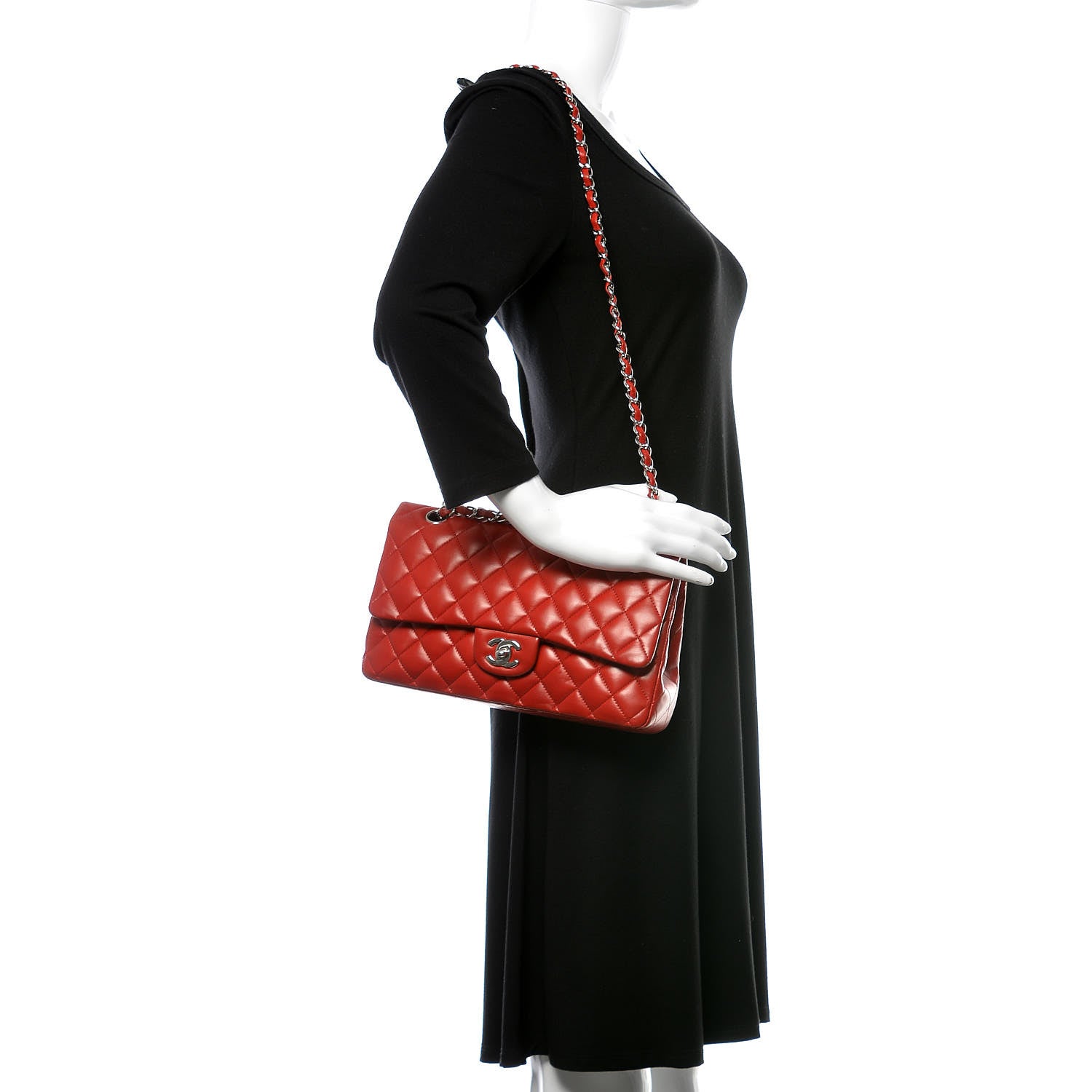 Chanel Lambskin Quilted Medium Double Flap Red 2 of 11