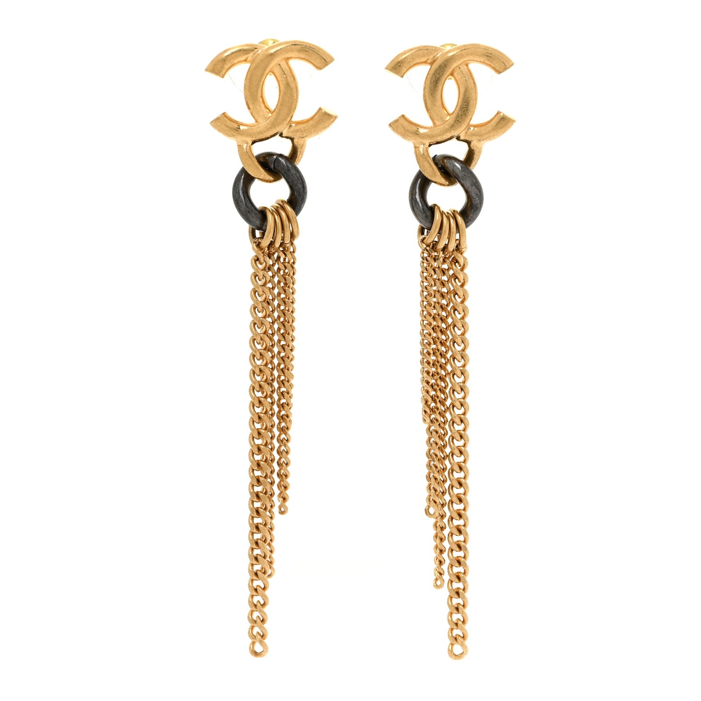 Chain CC Dangle Earrings Gold