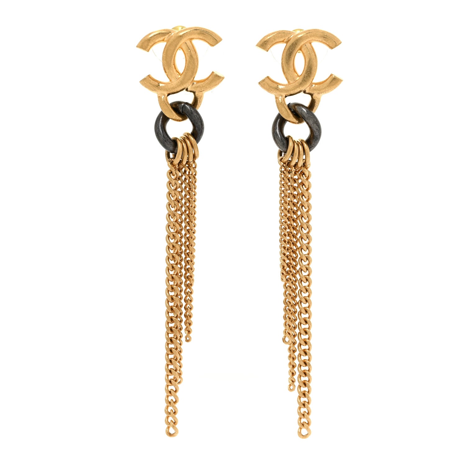 Chanel Chain CC Dangle Earrings Gold 1 of 6