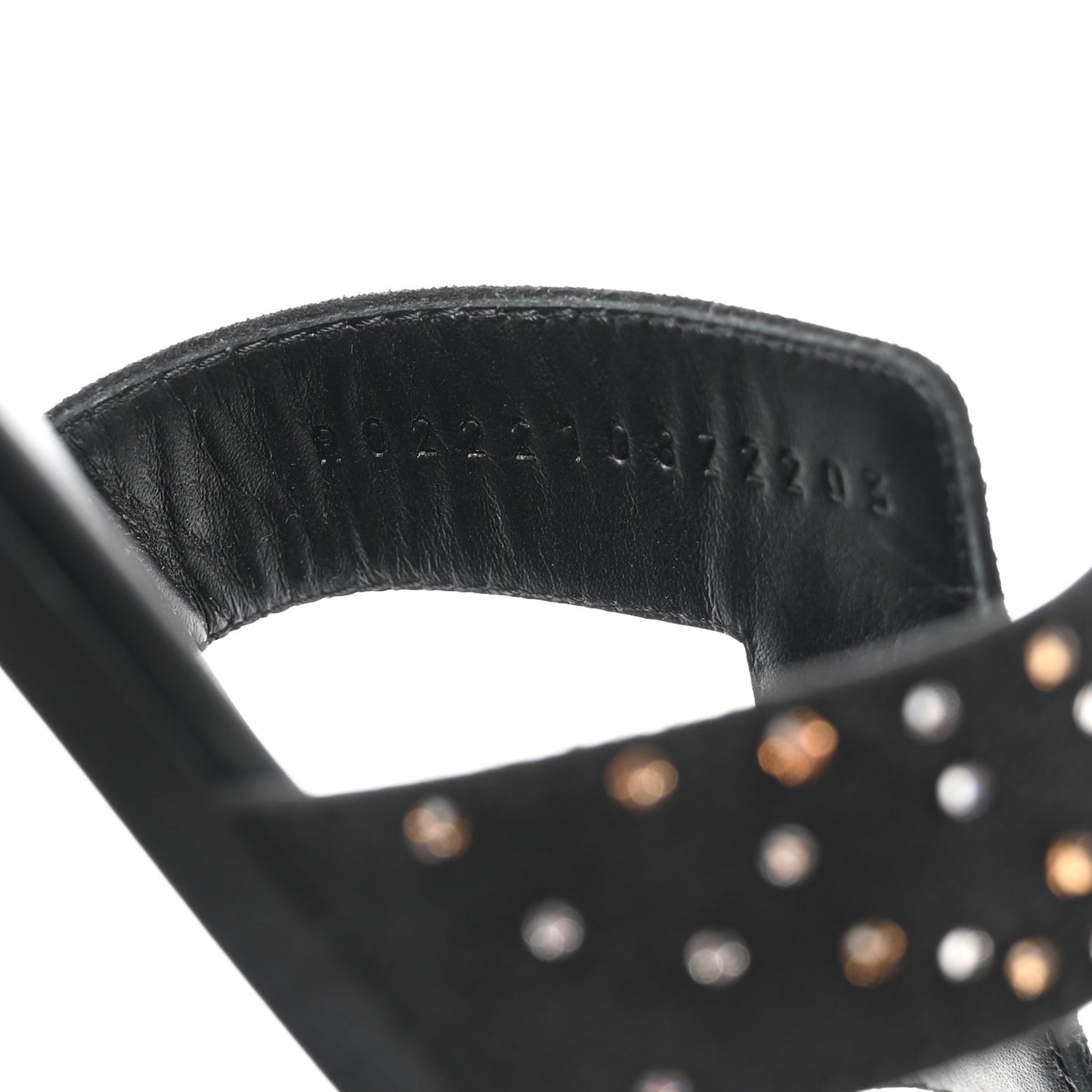 Suede Goatskin Rhinestone Oran Sandals 40 Black