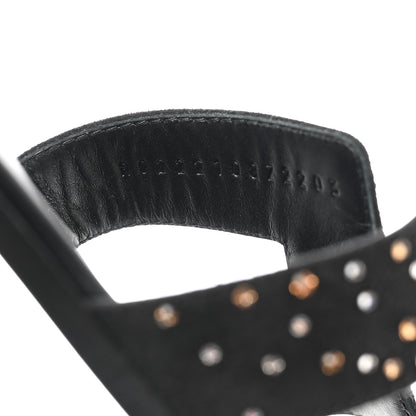 Hermes Suede Goatskin Rhinestone Oran Sandals 40 Black 6 of 8