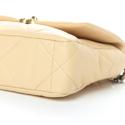 Chanel Shiny Goatskin Quilted Medium 19 Flap Beige 10 of 10