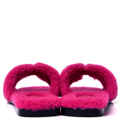 Hermes Woolskin Oran Sandals 37 Rose Fuchsia 4 of 6