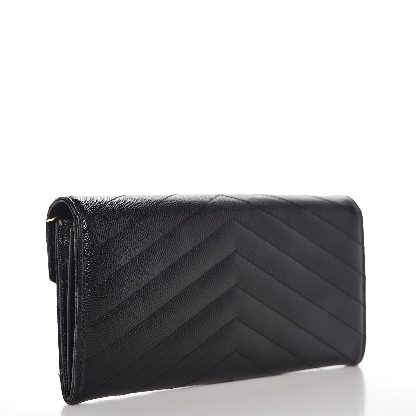 Grain De Poudre Matelasse Chevron Monogram Flap Wallet Black