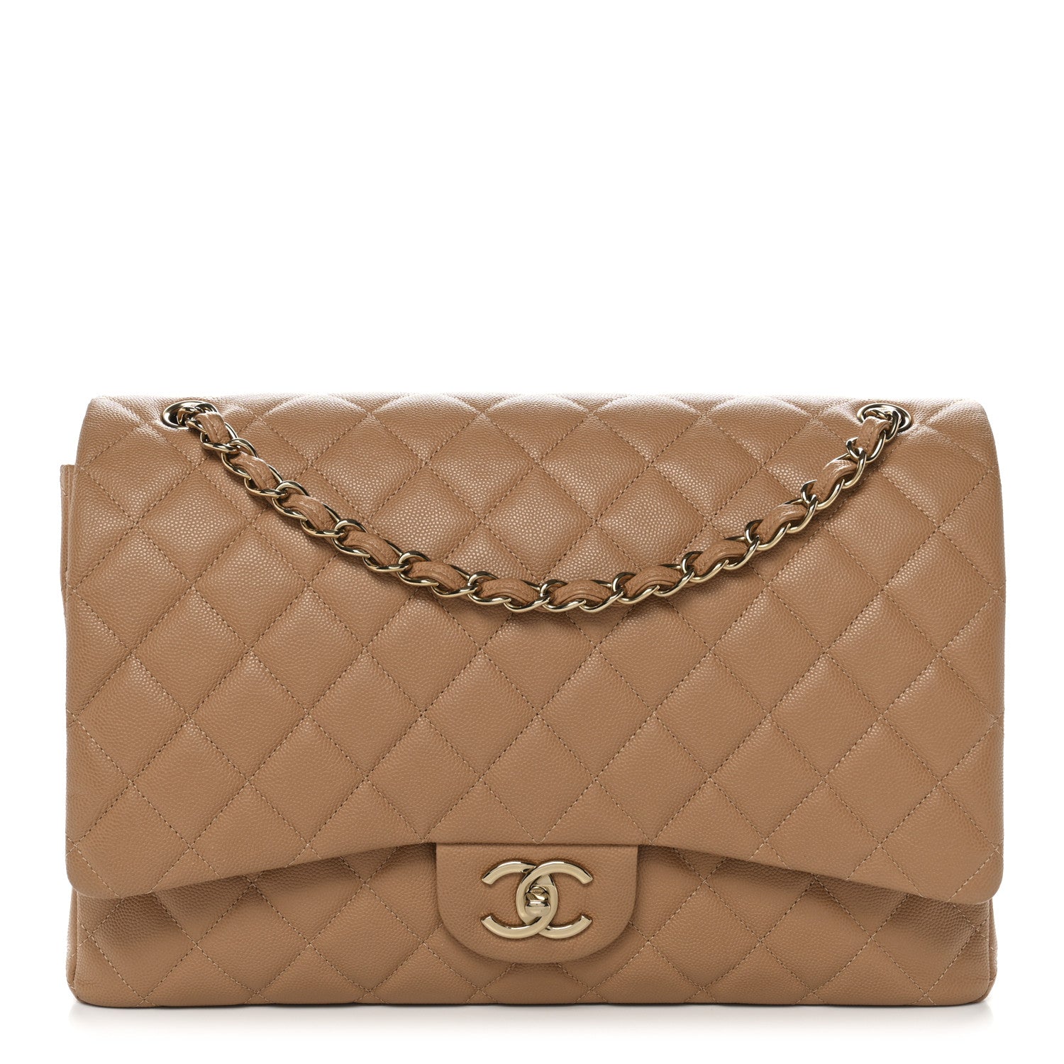 Chanel Caviar Quilted Maxi Double Flap Dark Beige 1 of 12