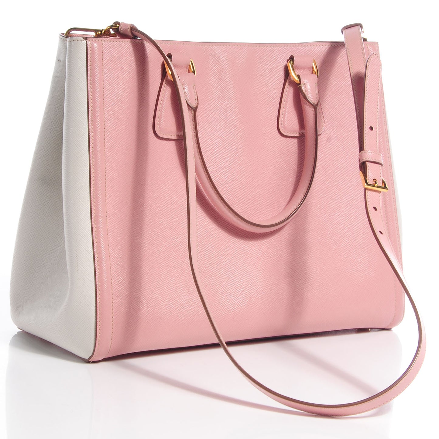 Saffiano Lux Medium Bi-Color Tote Orchidea Talco
