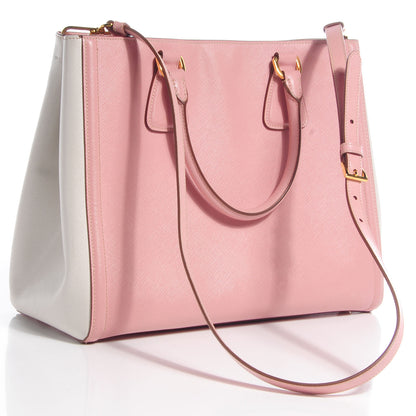 Prada Saffiano Lux Medium Bi-Color Tote Orchidea Talco 3 of 15