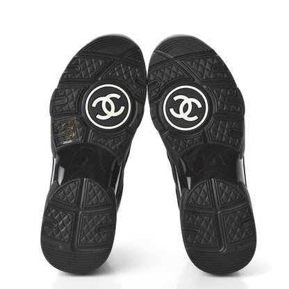 Chanel Fabric Calfskin Suede CC Womens Sneakers 37.5 Black 5 of 9