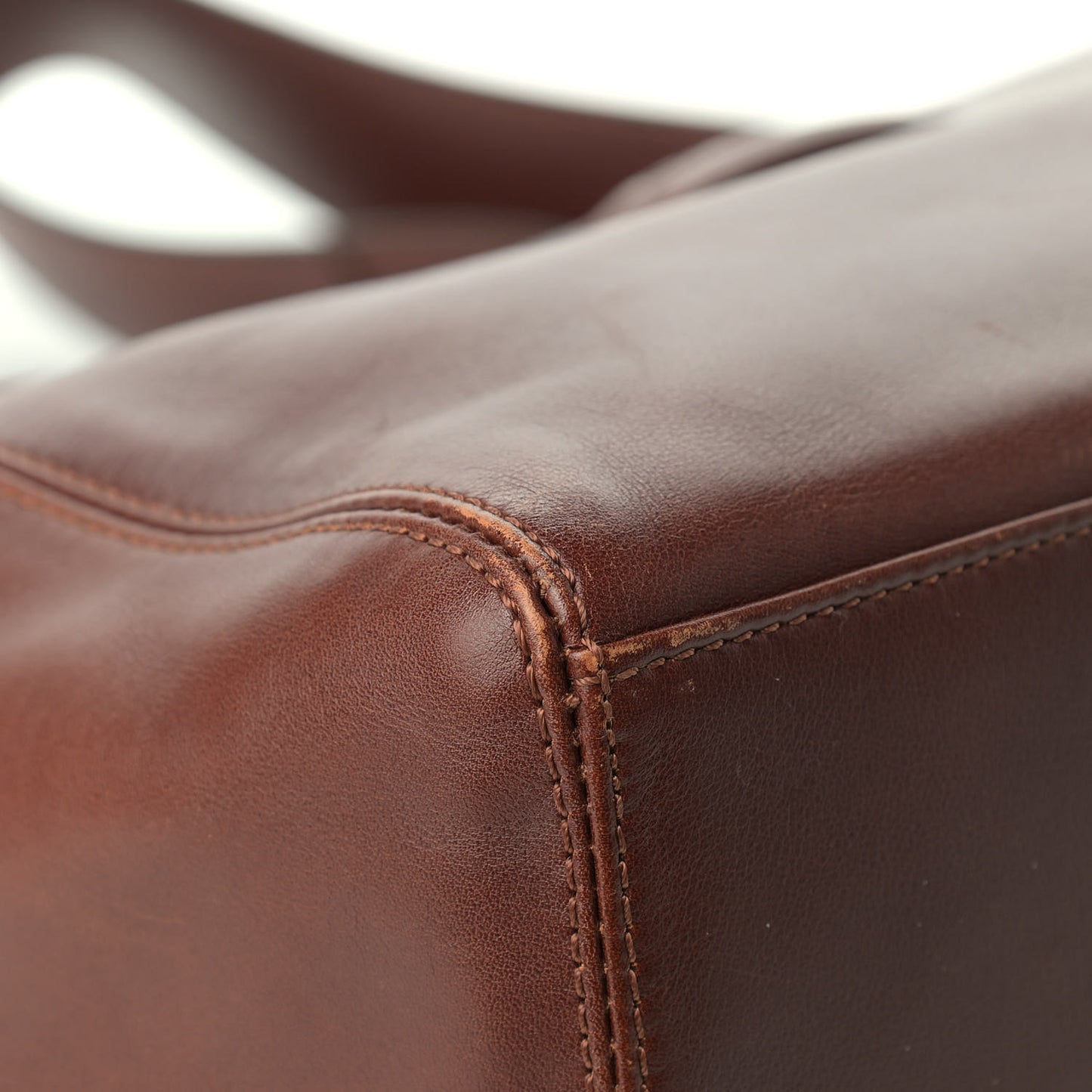 Calfskin Logo Shoulder Bag Brown