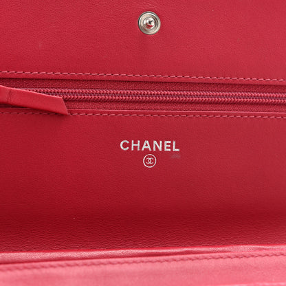 Chanel Lambskin Diamond Stitched Wallet On Chain WOC Pink 6 of 15
