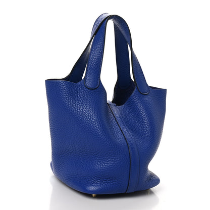 Hermes Taurillon Clemence Picotin Lock 18 PM Bleu Electrique 2 of 9