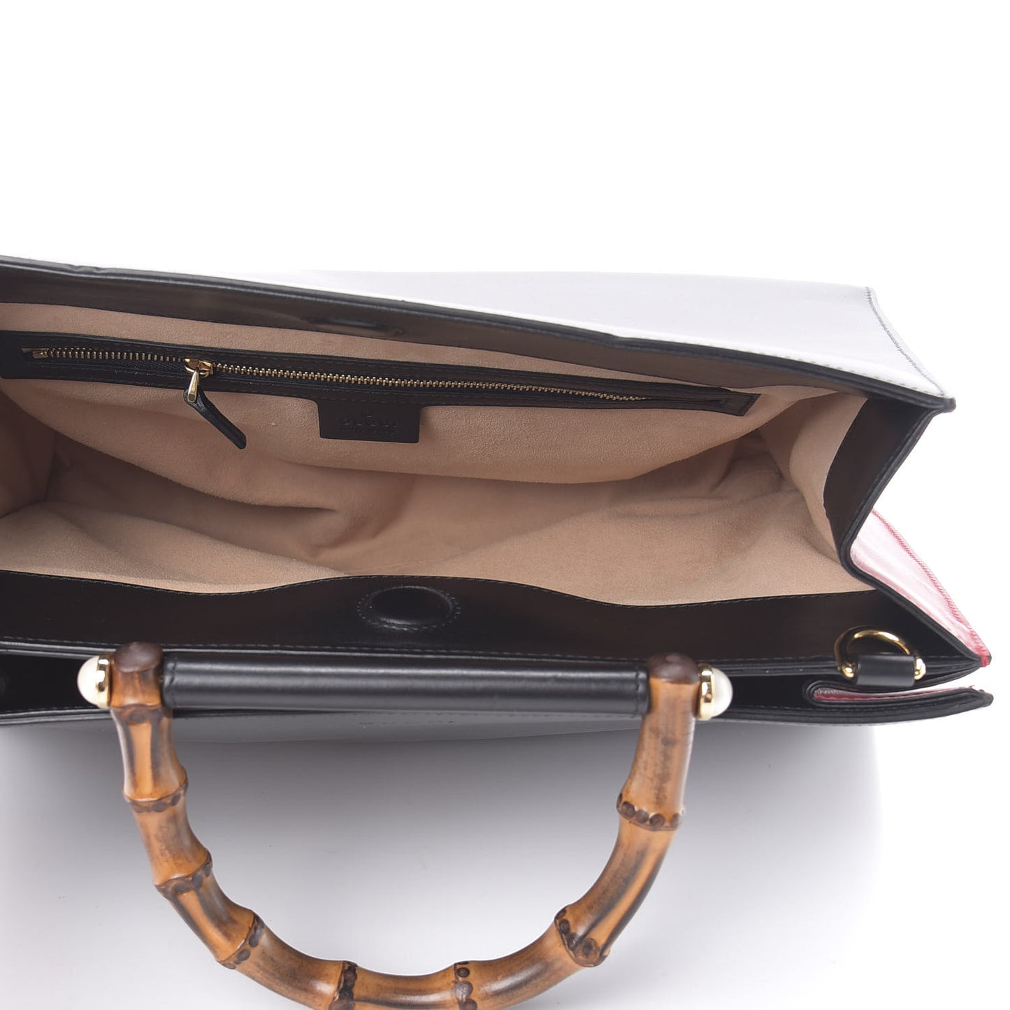 Nappa Bamboo Web Medium Nymphaea Top Handle Bag Black
