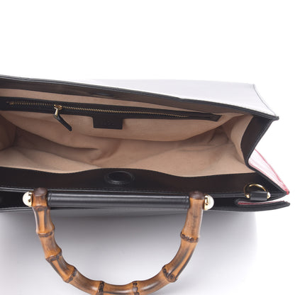 Gucci Nappa Bamboo Web Medium Nymphaea Top Handle Bag Black 6 of 15