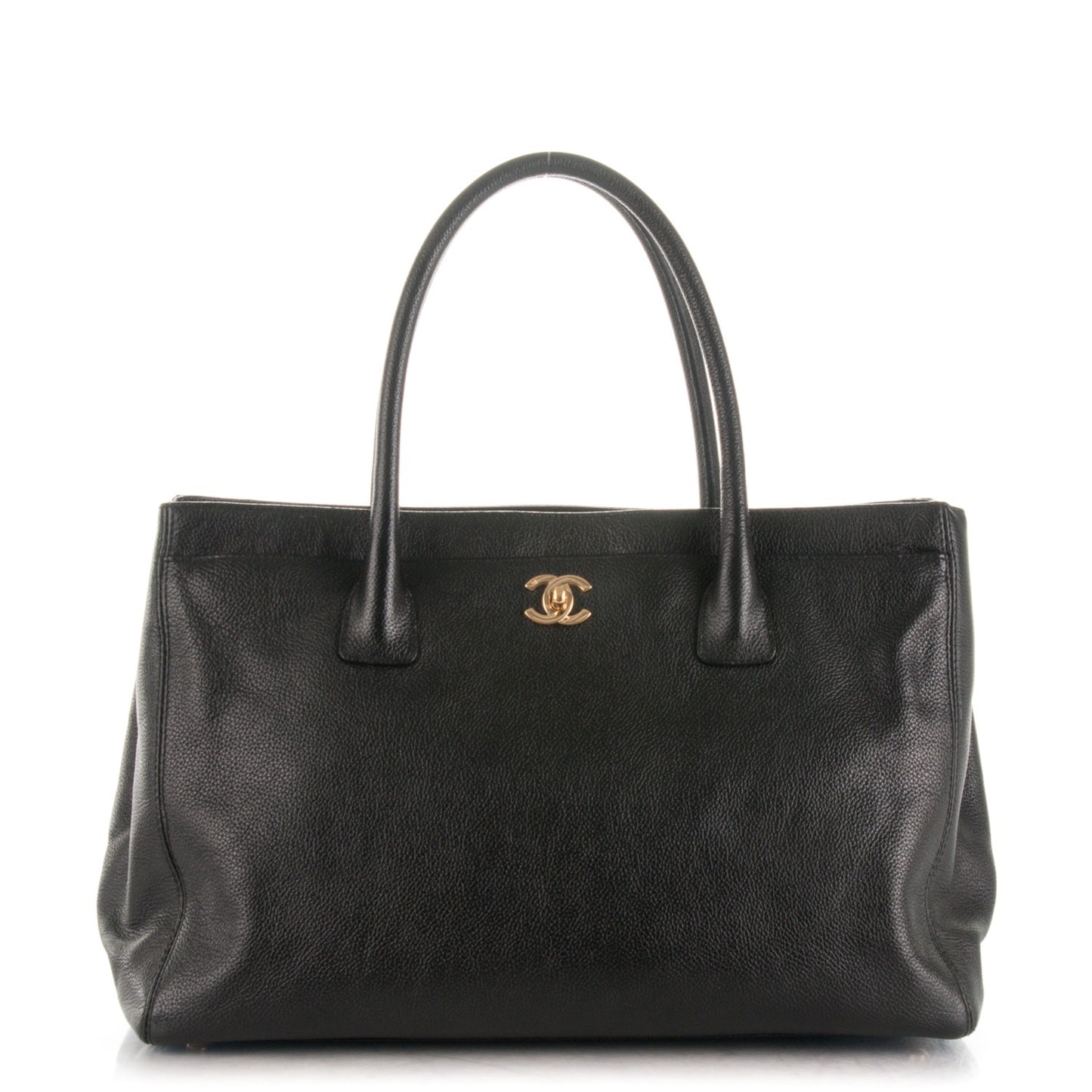 Calfskin Cerf Executive Shopper Tote Black