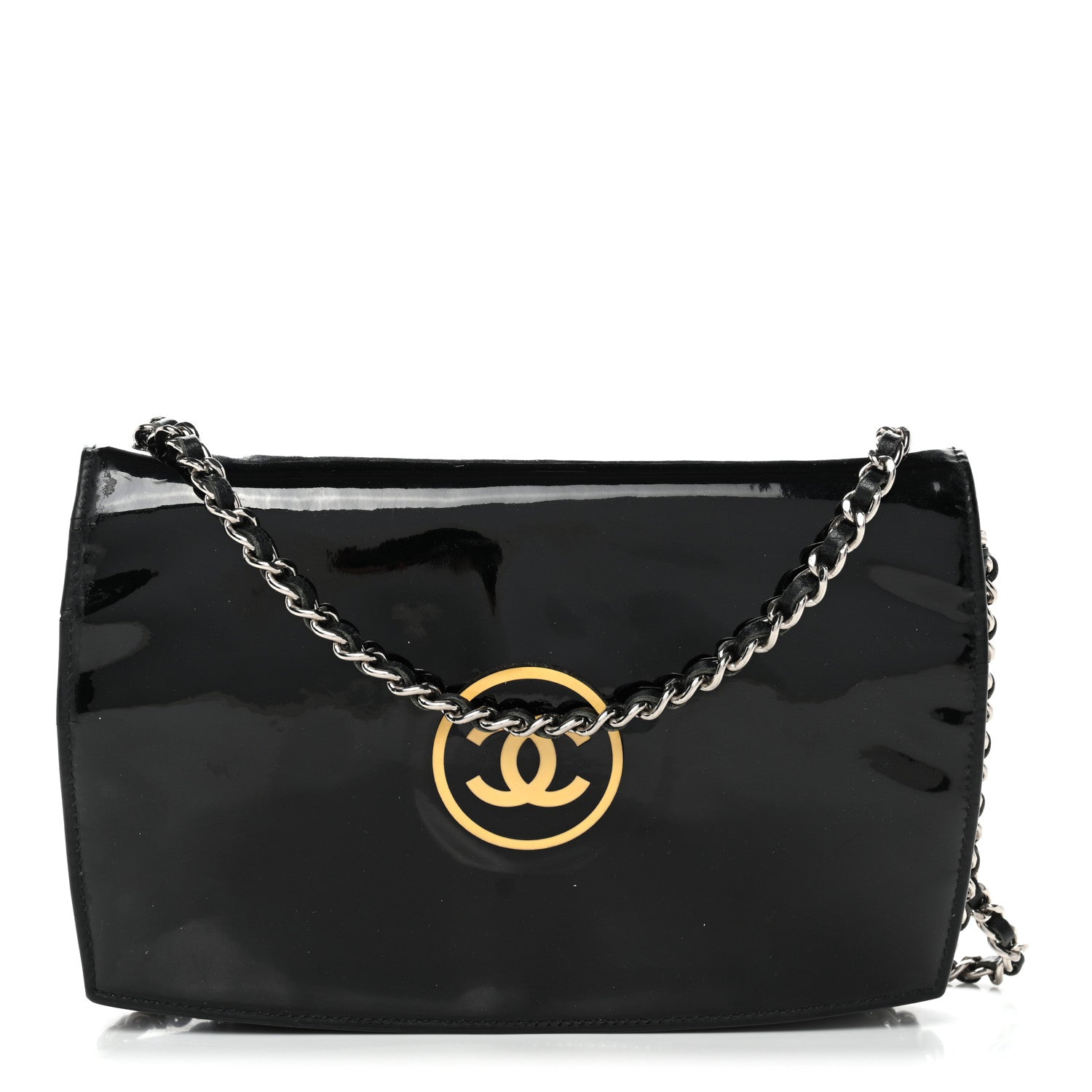 Chanel Patent CC Compact Wallet on Chain WOC Black 1 of 15