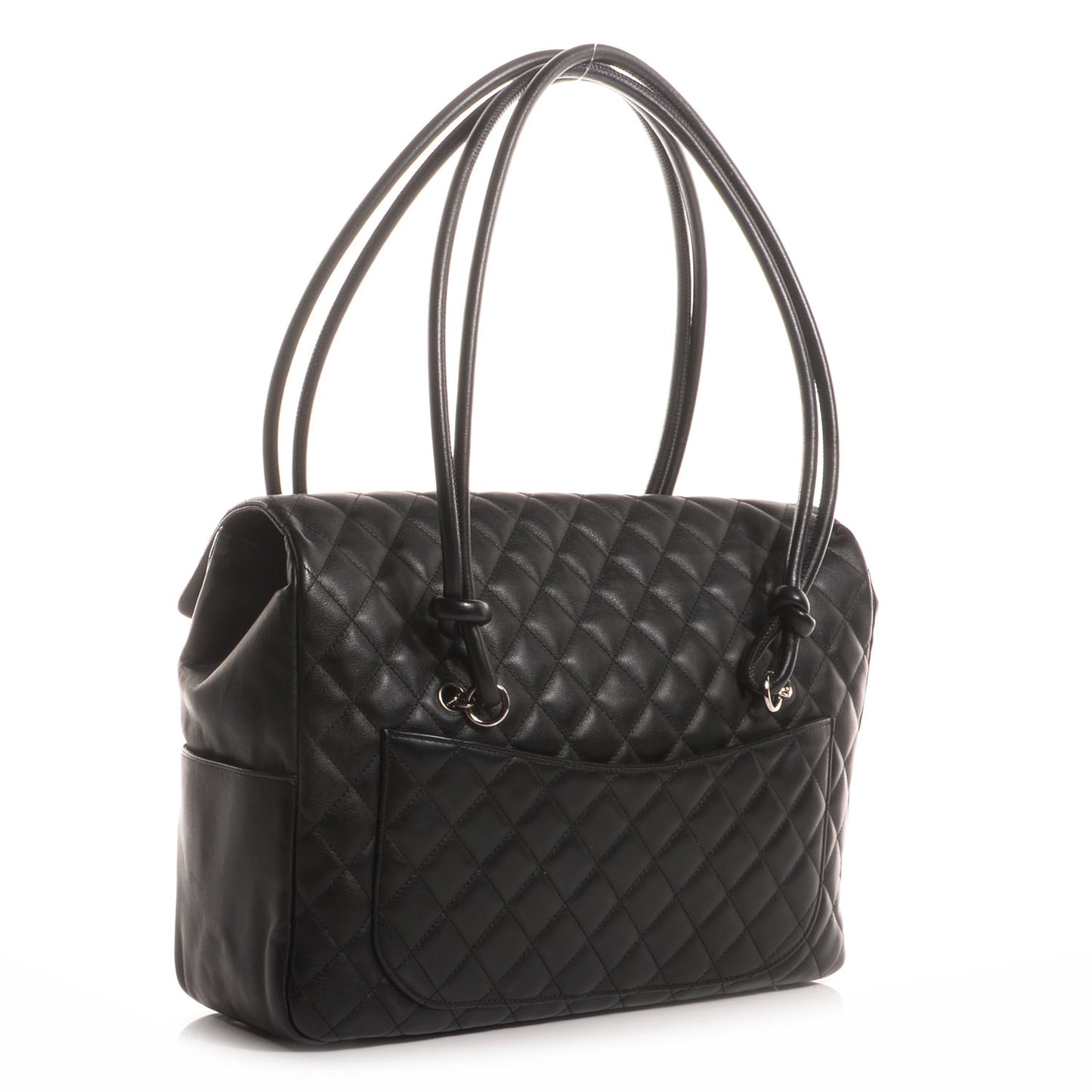 Calfskin Quilted Large Cambon Flap Black