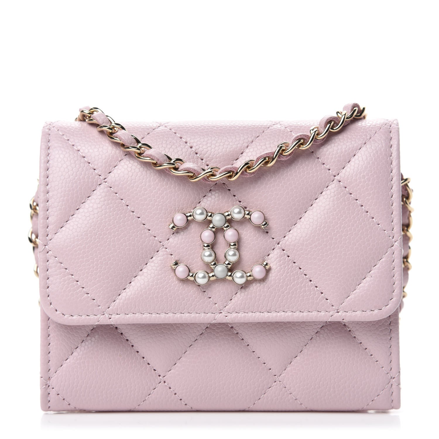 Chanel Caviar Quilted Coco Candy Card Holder On Chain Light Pink 1 of 12