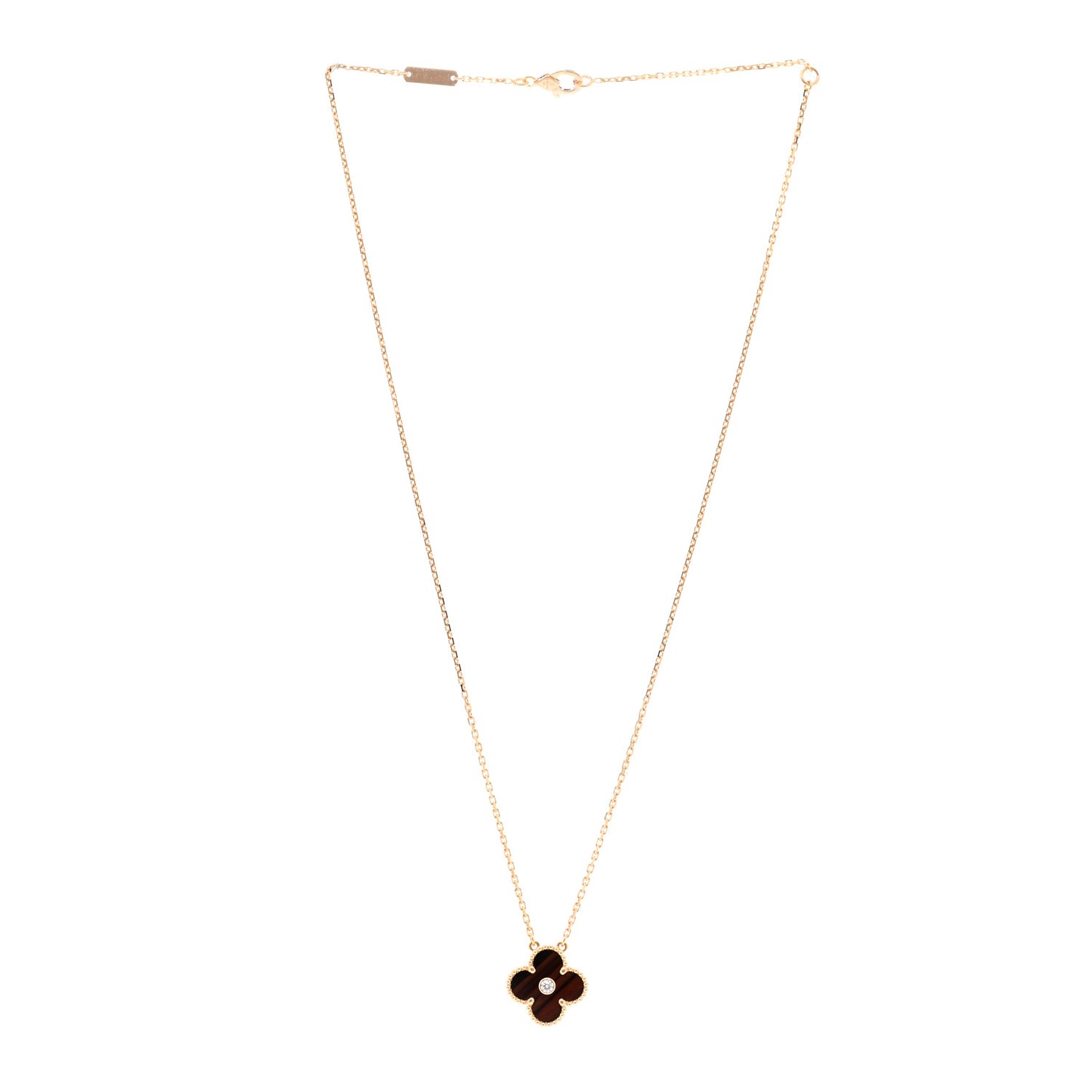 18K Rose Gold Diamond Bulls Eye Vintage Alhambra Pendant Necklace