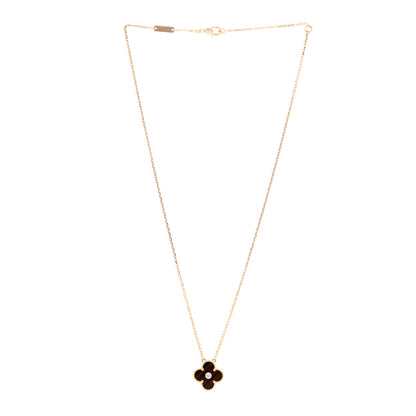 Van Cleef & Arpels 18K Rose Gold Diamond Bulls Eye Vintage Alhambra Pendant Necklace 3 of 5
