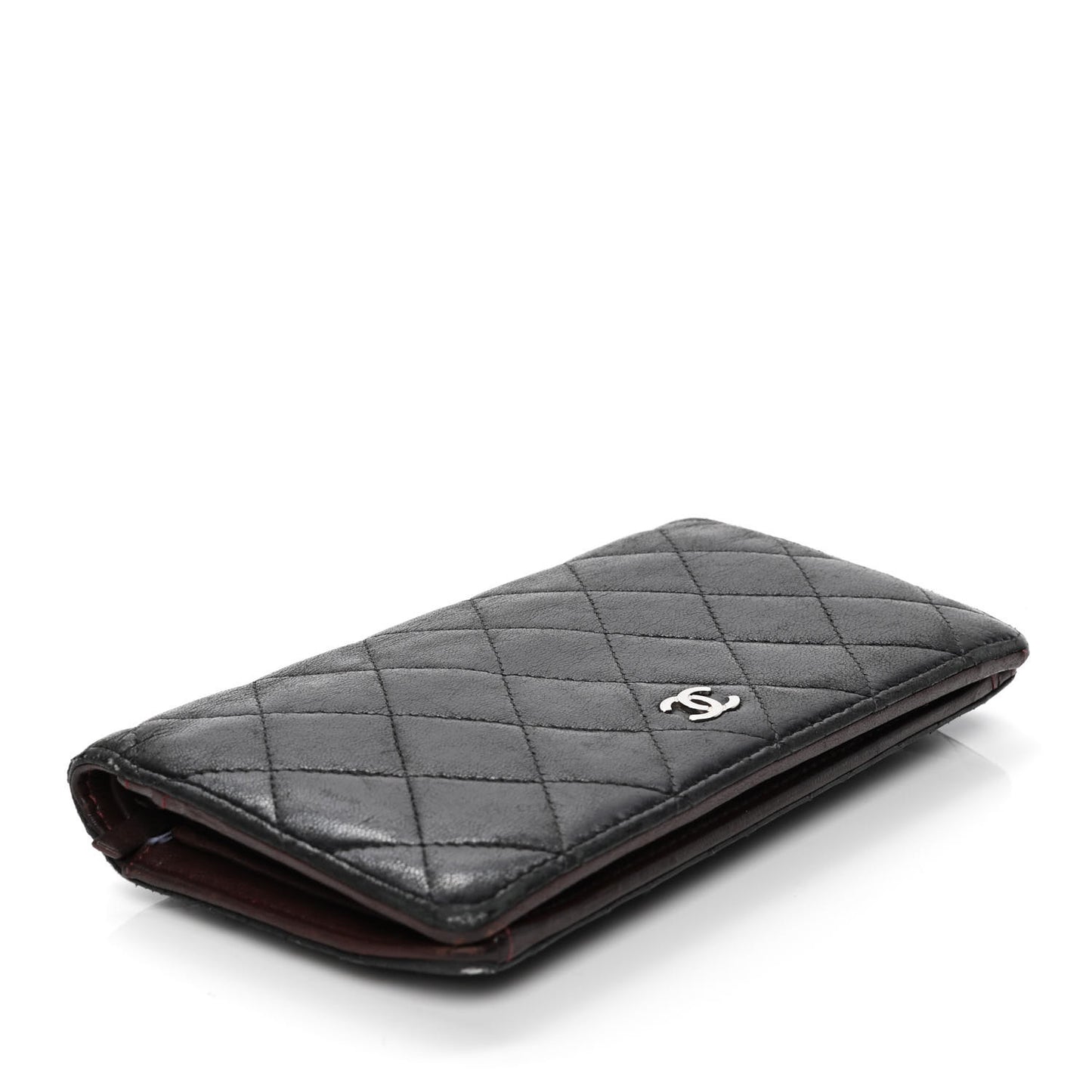 Lambskin Quilted Yen Wallet Black