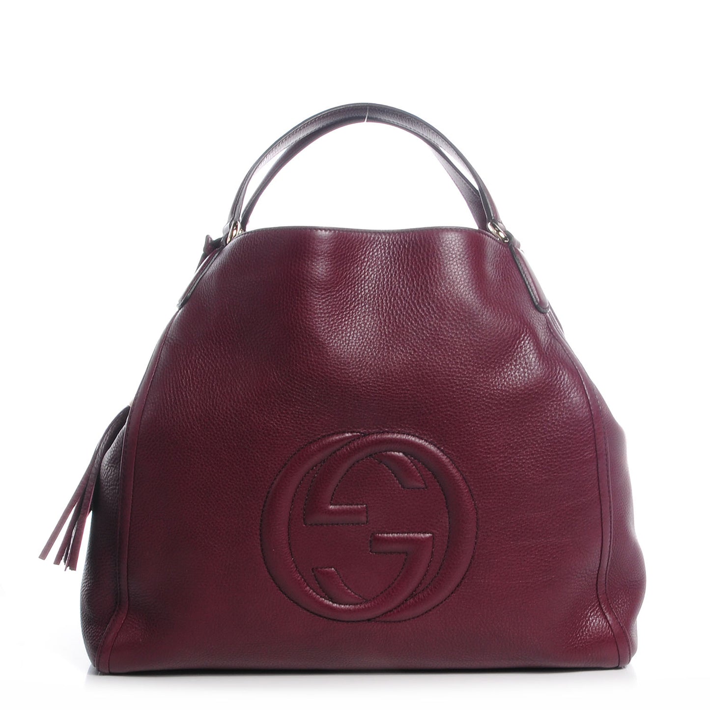 Pebbled Calfskin Large Soho Shoulder Bag Bordeaux