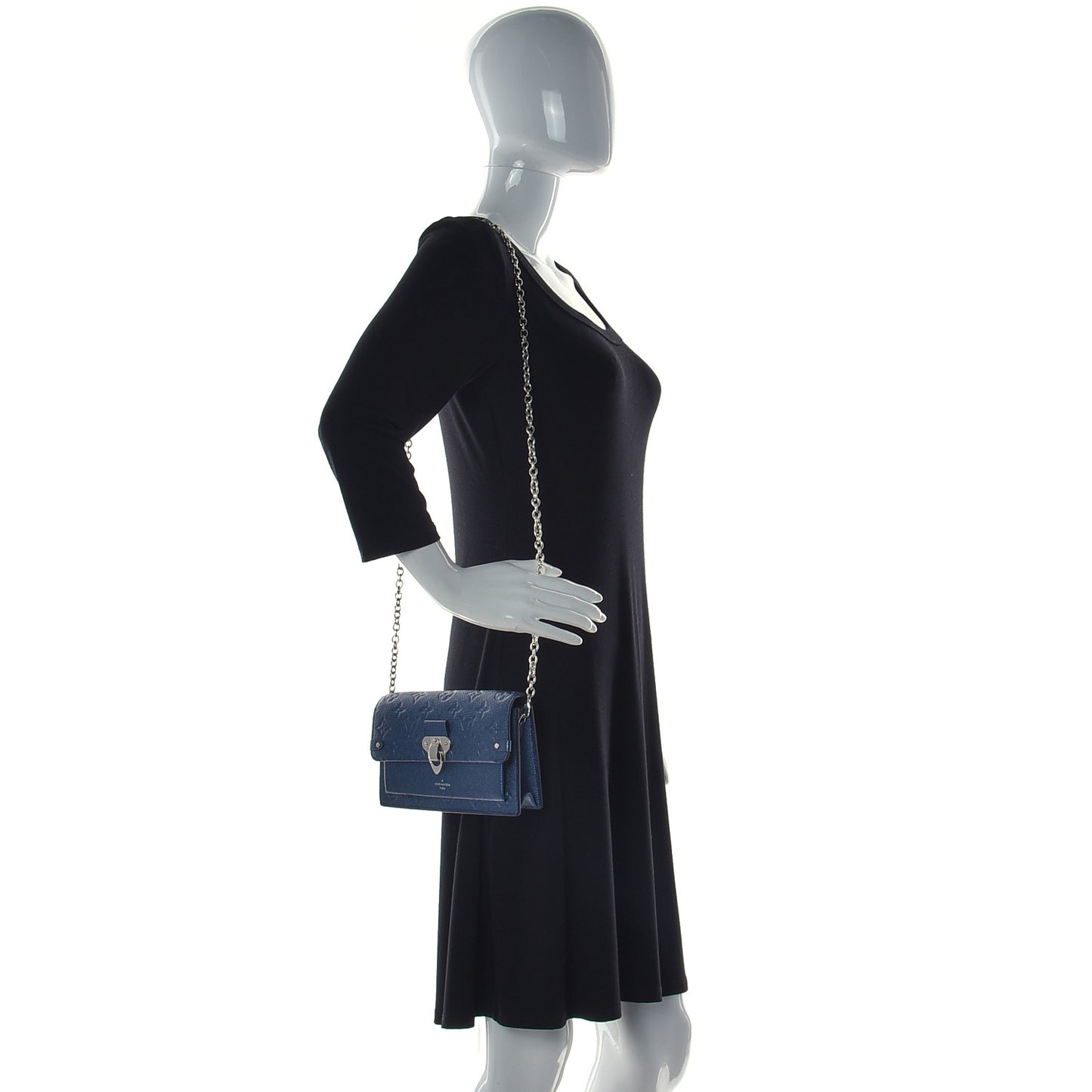 Metalli Empreinte Monogram Vavin Chain Wallet Navy Nacre