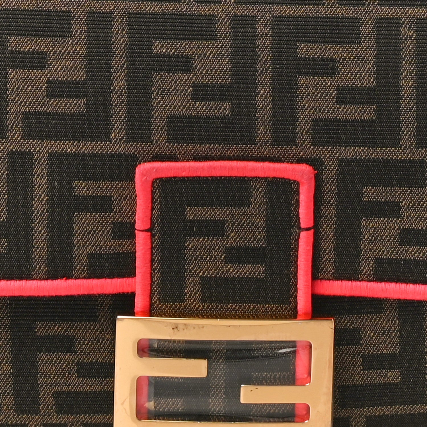 Fendi Fabric Jacquard FF 1974 Baguette Tobacco Moro Fuxia Fluo 7 of 10
