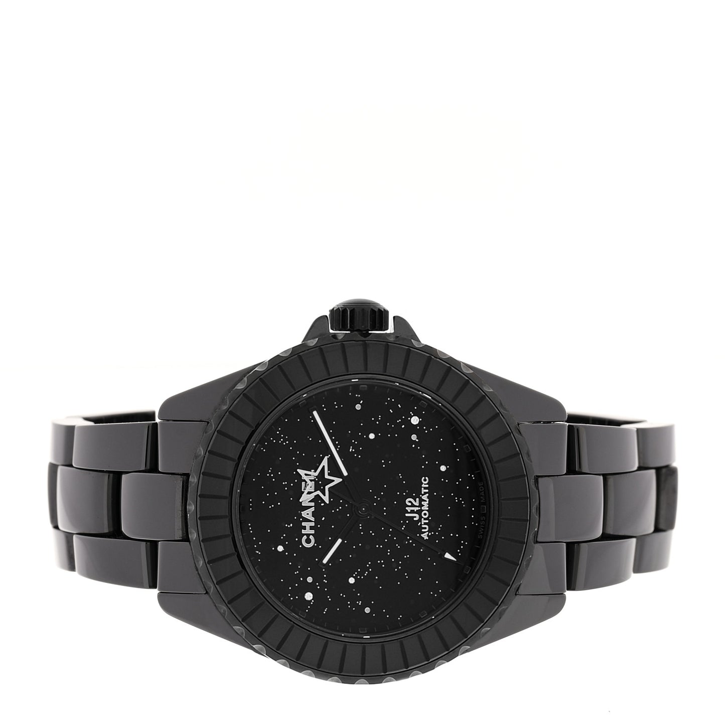 Stainless Steel Ceramic Diamond 38mm J12 Interstellar Automatic Watch Black