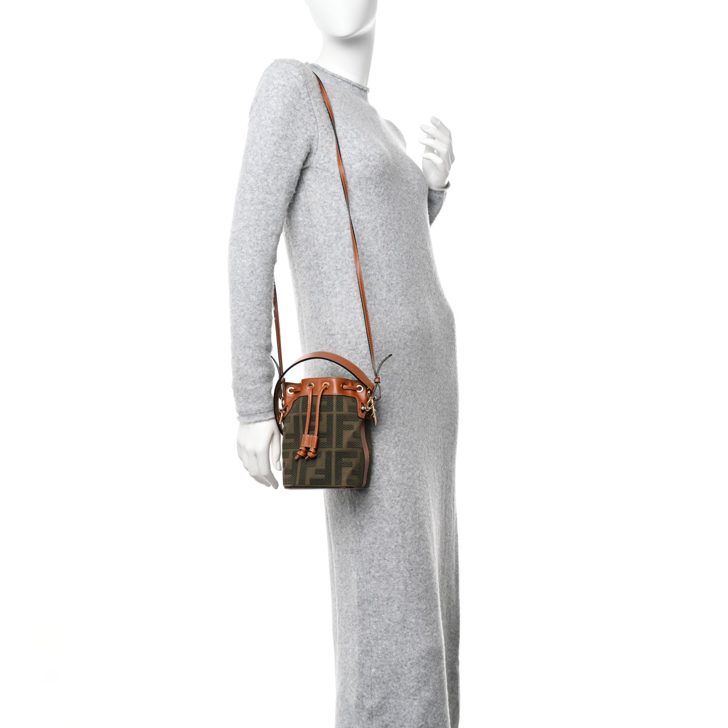 Canvas Vitello King F is Fendi FF Embroidered Mini Mon Tresor Bucket Bag Amazzonia Cuoio