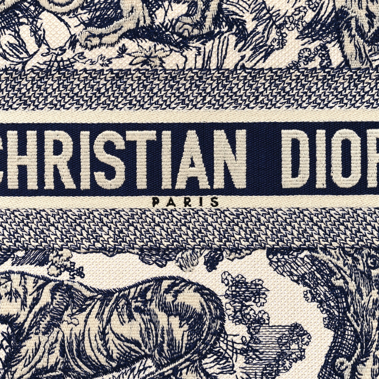 Christian Dior Canvas Embroidered Medium Dioriviera Toile De Jouy Book Tote Blue 8 of 14