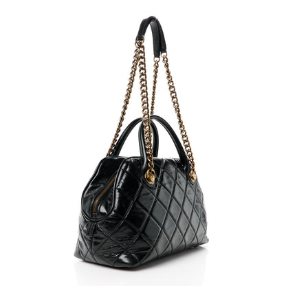 Chanel Glazed Calfskin Castle Rock Bowling Bag Black 3 of 12
