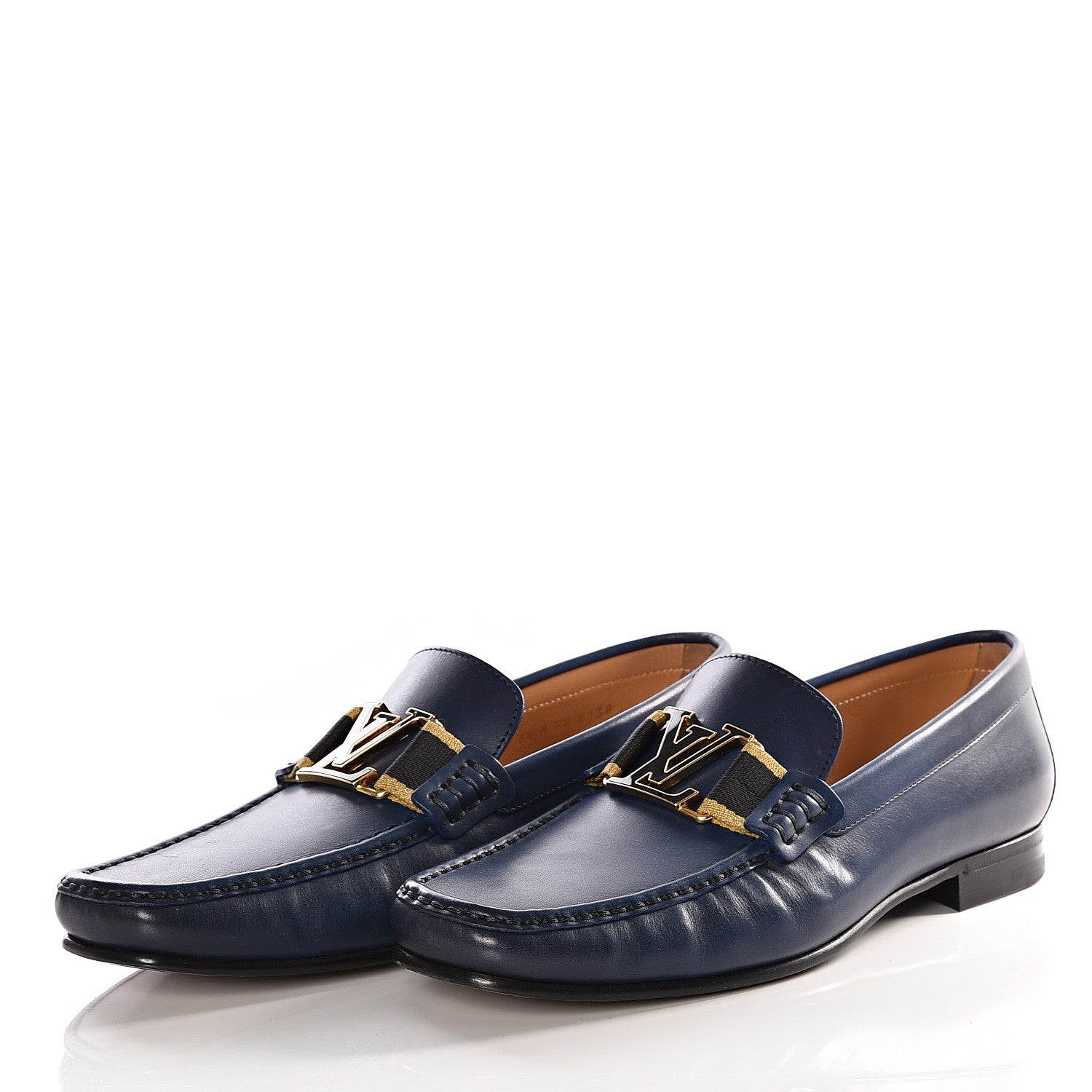 Louis Vuitton Calfskin Mens Montaigne Loafers 7.5 Blue 2 of 12