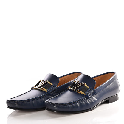 Louis Vuitton Calfskin Mens Montaigne Loafers 7.5 Blue 2 of 12
